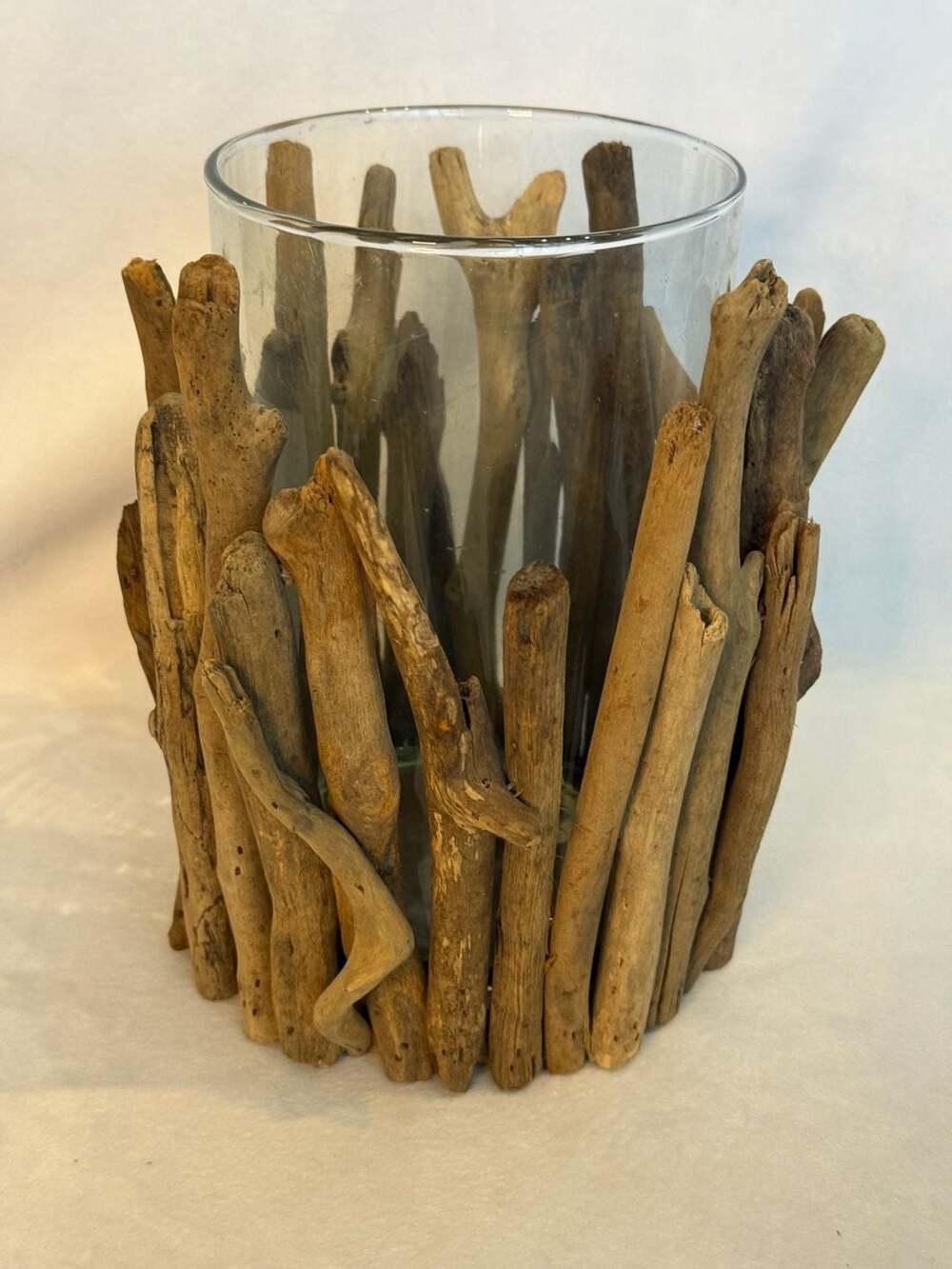 Pier 1 Imports Driftwood Hurricane Glass Candle Holder READ